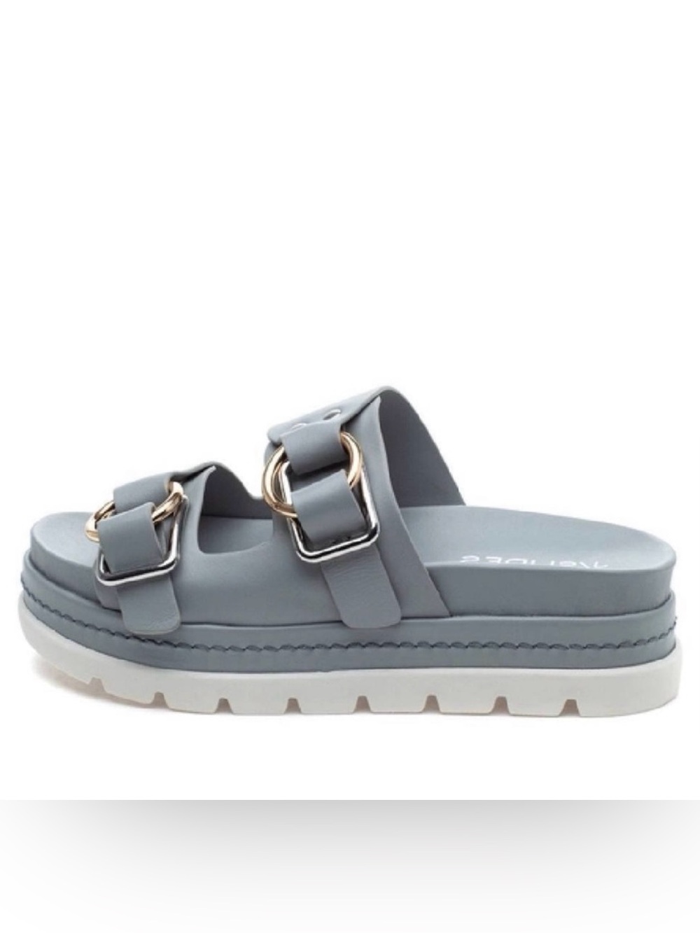 NWT J/SLIDES BAHA Light Grey Leather Sandal